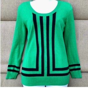 Banana Republic Vibrant Green Sweater with Black Stripes, M